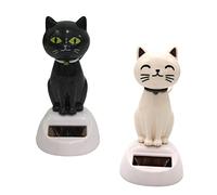 MagiDeal Solar Powered Lucky Cat Decoration, Cute Waving Arm, Fortune Cat Statue for Car Dashboard, Home, Office Decor, Feng Shui Good Luck Ornament