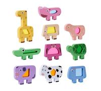 MagiDeal Stacking Blocks Sorting Stacking Toys Color Recognition Hand Eye Coordination for 2 3 4 Year Old Building Blocks Game Wooden, animal