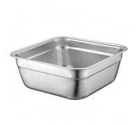 MagiDeal Stainless Steel Basin Square Metal Mixing Bowl Kitchen Household Utility Container with Rolled Rim and Solid Base Suitable for Dish Washing Ingredient Mixing, 30cm