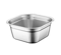 MagiDeal Stainless Steel Square Basin Mixing Bowl Multifunctional Fruit Vegetable Washing Basin for Restaurant Buffet Spaghetti Rice, 24cm