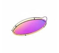 MagiDeal Stainless Steel Tray With Elegant Beaded Edge Double Handles Polished Surface Decorative Platter Vanity Organizer Suitable For Kitchen Desk Bedroom, Rainbow, Small 36 21 6cm