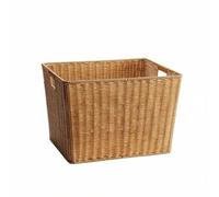 MagiDeal Storage Basket Woven Bin Organizer Container With Rigid Walls And Cutout Grips For Imitation Rattan PP Open Suitable for closets laundry rooms, Light Two-Tone, 44x36x30cm