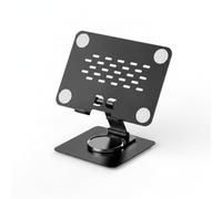 MagiDeal Tablet Stand Adjustable Holder Mount Bracket With Rotating Hinged Arm Square Base Vent Openings Silicone Pads For Stable Viewing Reading Learning, Matte Black