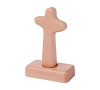 MagiDeal Tabletop Wood Cross Statue with Stand Figurine Catholic Wood Cross Decor for Shelf Decoration Gift, Round Head