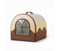 MagiDeal Temperature Control Bed Pet House Cooling Cave Shelter With Aluminum Foil Layer Cushioned Inner Liner Slide In Ice Packs Structured Base suitable for summer naps home use, Brown, L