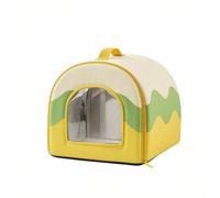 MagiDeal Temperature Control Bed Pet House Cooling Cave Shelter With Aluminum Foil Layer Cushioned Inner Liner Slide In Ice Packs Structured Base suitable for summer naps home use, Yellow, M