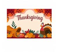 MagiDeal Thanksgiving Backdrop Reusable Polyester Autumn Leaves Artwork Large Wall Hanging Decor For Holiday Gathering School, Thanksgiving turkey and cornucopia theme, 180 * 115CM