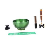 MagiDeal Tibetan Sing Bowl Set with Wood Mallet Handmade Relax Craft Sound Bowl Ornament for Meditation Gifts Living Room Men Tea Room, F5