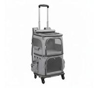 MagiDeal Travel Carrier Pet Trolley Bag Rolling Carrier Cat and Compartment Mesh Ventilation Telescopic Handle Convertible Space Folding Oxford Suitable for, Gray, Gray
