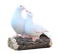 MagiDeal Two White Pigeon Standing on Tree Stump Statue Outdoor Garden Bird Ornaments Art Sculpture for Birthday Gift Indoor Apartment