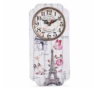 MagiDeal Wall Rustic Rectangular Silent Non Ticking Vintage European Face MDF Wood suitable for living room bedroom kitchen bar, Paris Eiffel Tower And Butterfly