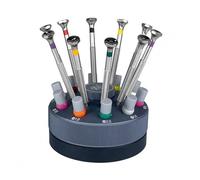 MagiDeal Watch Repair Screwdrivers Precision Driver Toolkit with Rotating Organizer Base and Bits S2 Alloy Steel and Anti Slip, GY007 Small Octagonal Turntable Set All Slotted with 10 Additional Bits