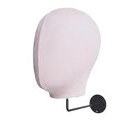 MagiDeal Wig Display Stand Mannequin Head Model Wall Mounted Easy Assembly Multipurpose Wigs Holder Hat Display Rack for Caps Headwear, Beige Black