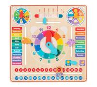 MagiDeal Wood Calendar Clock Educational Toy Wooden Clock Learning Toy Gift Kids Cognitive Learning Board Game Girls
