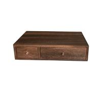 MagiDeal Wood Desktop Organizer Tabletop Storage Box with Drawer Versatile Cosmetic Organizer Jewelry Holder for Notepads Sticky Notes, 2 drawer