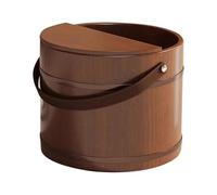 MagiDeal Wood Foot Bath with Handle Washing Baths Pedicure Foot Washing Barrel Washing Bowl Bucket for Bathroom Sauna Bedroom Home Use, with lid