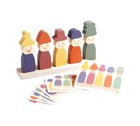 MagiDeal Wood Peg Dolls Color Sorting Stacking Toys Fine Motor Skill Portable Gift Preschool Learning Education Matching Game