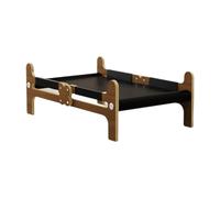 MagiDeal Wooden Cat Bed Furniture Elevated Easy Assembly Freestanding Sleeping Cat Dog Bed for Indoor Cats Small Animal Puppy Dogs, black