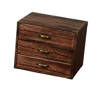 MagiDeal Wooden Desktop Organizer Compact Drawers Vintage Design Table Organizer Storage Cabinet Box for Living Room Vanity Countertop, 24x18x19cm