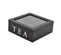 MagiDeal Wooden Jewelry Storage Box Packaging Box Wooden Display Case Transparent Compartment for Small Jewelry Instant Coffee Packets, Black