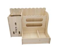 MagiDeal Wooden Rabbits Hay Feeder Wooden Food Manger, Sturdy Wood Grass Dispenser, Small Animals Grass Holder, for Chinchilla Hedgehog, without kettle