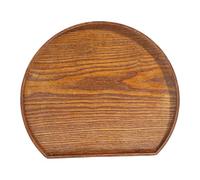 MagiDeal Wooden Serving Tray Wooden Tray Half Moon Shaped Housewarming Gift Coffee Table Coffee Plate Home Decor Breakfast Decorative, Brown