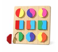 MagiDeal Wooden Set With Shapes And Patterns Wood Construction For Cognitive Learning And Fine Motor Practice suitable for, Thickened 8mm Fraction Board (1/2)