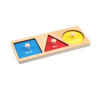 MagiDeal Wooden Set With Shapes And Patterns Wood Construction For Cognitive Learning And Fine Motor Practice suitable for, 3-hole Geometric Inlay Board - Shapes/Rectangle (with base map)