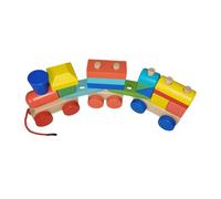 MagiDeal Wooden Stacking Block Train Toy Building Blocks Interactive Game Towable Early Learning Toys for 2-4 Year Old Kids Boys Girls