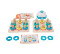 MagiDeal Wooden Stacking Rings with Cards and Bell Learning Sensory Sorting Matching Game for Boys Girls Classroom