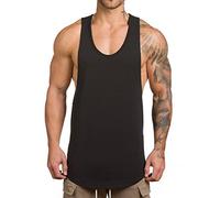 Magiftbox Men's Muscle Gym Workout Stringer Tank Tops Bodybuilding Fitness T-Shirts T01, Black, XL
