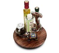 MAGIGO 12 Inches Black Walnut Wood Lazy Susan, Solid Wooden Round Kitchen Turntable Rotating Tray, Brown (W12)