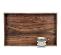 MAGIGO 20 x 12.5 Inches Medium Rectangle Black Walnut Wood Ottoman Tray with Handles, Serve Tea, Coffee or Breakfast in Bed, Classic Wooden Decorative Serving Tray