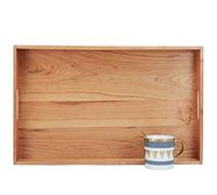 MAGIGO 22 x 14 Inches Large Rectangle Cherry Wood Ottoman Tray with Handles, Serve Tea, Coffee or Breakfast in Bed, Classic Wooden Decorative Serving Tray