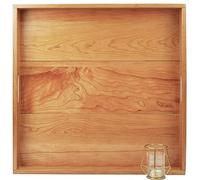 MAGIGO 22 x 22 Inches Large Square Cherry Wood Ottoman Tray with Handles, Serve Tea, Coffee or Breakfast in Bed, Classic Wooden Decorative Serving Tray