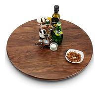 MAGIGO 24 Inches Black Walnut Wood Lazy Susan Organizer, Solid Wooden Round Turntable, Rotating Tray for Table Top/Counter Top