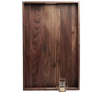 MAGIGO 28 x 18 inches Large Rectangular Black Walnut Wood Tray with Handles, for Tea, Coffee or Breakfast in Bed, Classic Decorative Wooden Serving Tray