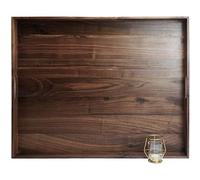 MAGIGO 30 x 24 Inches Extra Large Rectangle Black Walnut Wood Ottoman Tray with Handles, Serve Tea, Coffee Classic Wooden Decorative Serving Tray