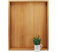 MAGIGO 30 x 24 Inches Extra Large Rectangle Teak Wood Ottoman Tray with Handles, Serve Tea, Coffee Classic 2.5 Feet Wooden Decorative Serving Tray