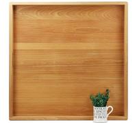 MAGIGO 30 x 30 Inches Extra Large Square Teak Wood Ottoman Tray with Handles, Serve Tea, Coffee Classic 2.5 Feet Wooden Decorative Serving Tray