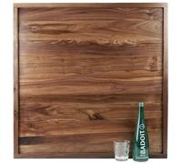 MAGIGO 32 x 32 Inches Extra Large Square Black Walnut Wood Ottoman Tray with Handles, Serve Tea, Coffee Classic 2.6 Feet Wooden Decorative Serving Tray