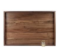 MAGIGO 36 x 24 Inches Extra Large Rectangle Black Walnut Wood Ottoman Tray with Handles, Serve Tea, Coffee Classic Wooden Decorative Serving Tray