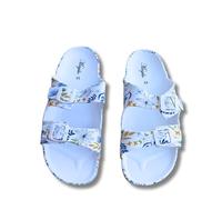 MagikoSFI Slides Sandals for Women/Men, Adjustable Double Buckle EVA Flip-Flops Pillow Slippers, Chunky Lightweight Anti-Slip Waterproof All-Season Comfortable Flat Sandals for Indoor & Outdoor Use