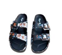 MagikoSFI Slides Sandals for Women/Men, Adjustable Double Buckle EVA Flip-Flops Pillow Slippers, Chunky Lightweight Anti-Slip Waterproof All-Season Comfortable Flat Sandals for Indoor & Outdoor Use