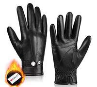 MAGILINK Genuine Sheepskin Leather Winter Warm Thinsulate Touchscreen Driving Motorcycle Gloves, Black, Large