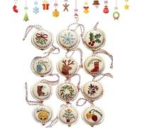 magimagi 12 PCS Christmas Embroidery Kit, Hand Embroidered Christmas Ornament Kit, Cross Stitch Kits, DIY Needlepoint Starter Set with Easy Instructions for Adults & Beginners