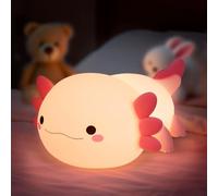 magimagi Axolotl Night Light Kids, Axolotl Toy, 7 RGB Colours Changing, 30-MinTimer, USB Powered, Soft Silicone Touch Night Light, Cute Axolotl Squishy Girls, Best Birthday Gift Halloween for Kids