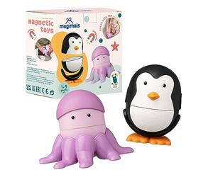Magimals Sealife - Interactive & Magnetic Animals to connect together (6 pieces). Fun and creative bath toys for your child - Safe and squeezable.