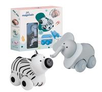 Magimals Wheelies Safari Box - Interactive & Magnetic Animals on Wheels (Pack of 6) Fun and Creative Toy Perfect for Bath Time or on the Go!