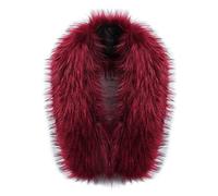 MAGIMODAC Faux Fur Collar detachable Hood Trim Replacement For Hood Wine Red 90cm